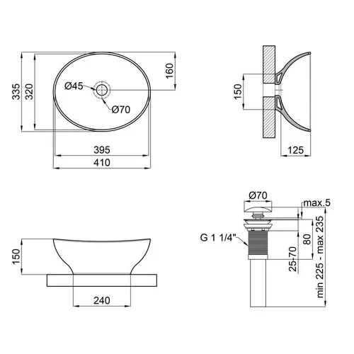 Раковина-чаша Qtap Dove 410x335x145 White с донным клапаном QT06113078W - PRORAB image-1