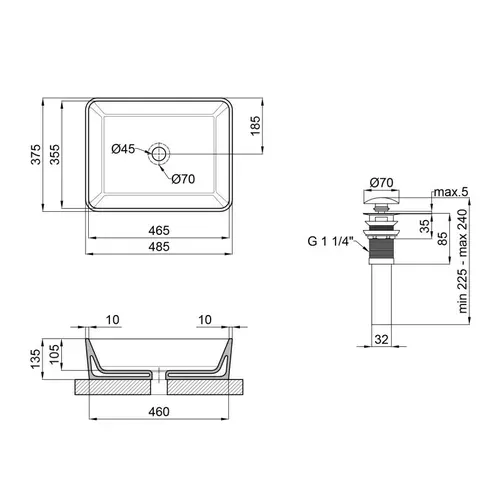 Раковина-чаша Qtap Tern 475х370х140 White с донным клапаном QT17112074W - PRORAB image-1