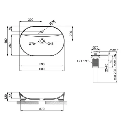 Раковина-чаша Qtap Scorpio 610x400x120 Matt black с донным клапаном QT142203MBMB - PRORAB image-1