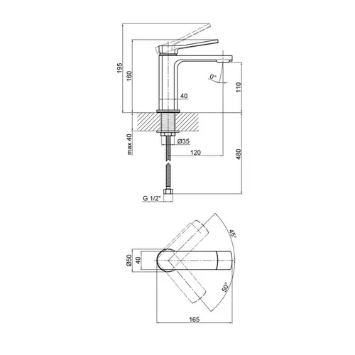 Смеситель для раковины Qtap Slavonice 1042103B - PRORAB image-1