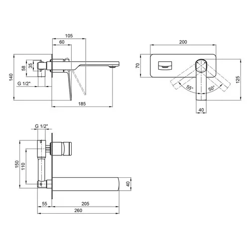 Смеситель скрытого монтажа для раковины Qtap Slavonice 3040103DB - PRORAB image-1