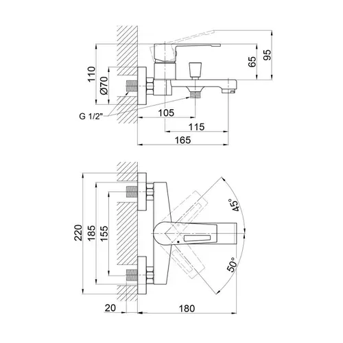 Смеситель для ванны Qtap Tern 3061102C - PRORAB image-1