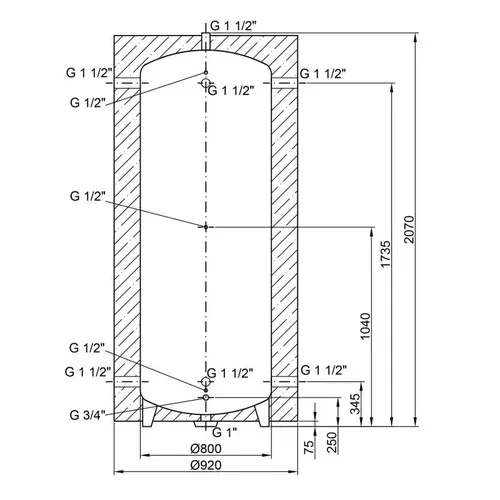 Теплоаккумулятор Thermo Alliance TA-ТАМ-00 750 с изоляцией 60 мм - PRORAB image-1