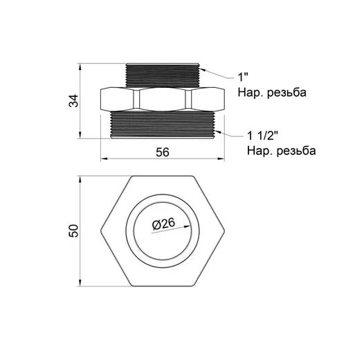 Ниппель SD Plus 1 1/2"х1" НР SD4084025 - PRORAB image-3