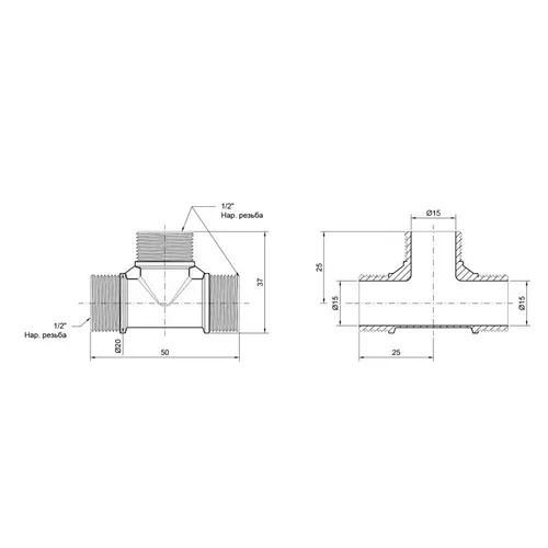 Тройник SD Plus 1/2" НР SD41215 - PRORAB image-3