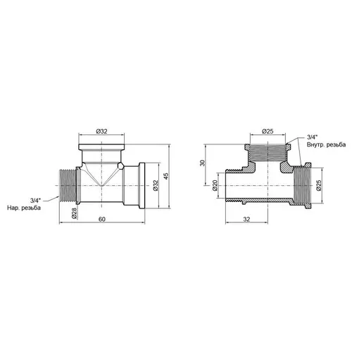 Тройник SD Plus 3/4" ВВН SD41320 - PRORAB image-2