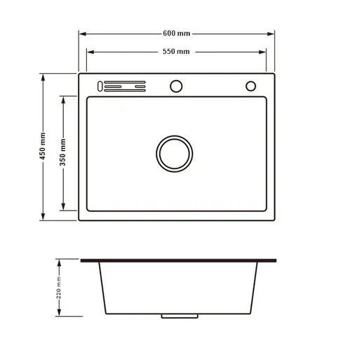 Кухонная мойка Lidz H6045K 3.0/1.0 мм Brush (LIDZH6045KBRU3010) cо встроенным держателем для ножей - PRORAB image-1