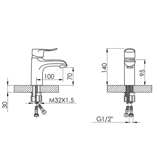 Смеситель для раковины Lidz Wieza 001 (k35) LDWIE001CRM45409 Chrome - PRORAB image-1