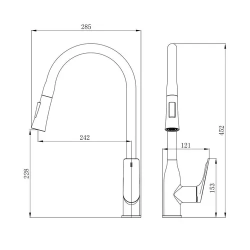 Смеситель для кухни Qtap Vlasta New с выдвижным изливом QTVLA344CRM45646 Chrome - PRORAB image-1