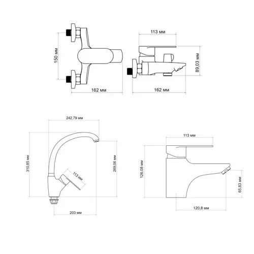 Набор смесителей Lidz Tani (001F1+0061+007F) - PRORAB image-1