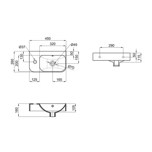 Раковина Qtap Tern 450х260х155 White QT17115117LWN - PRORAB image-1