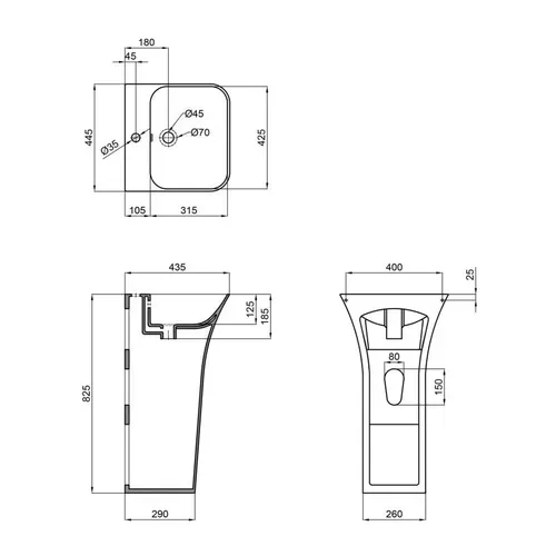 Раковина напольная моноблок Qtap Crow 450x435x835 White QT0511G315WN - PRORAB image-1