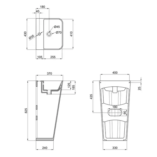 Раковина напольная моноблок Qtap Tern 440х380х830mm White QT1711G302WN - PRORAB image-1