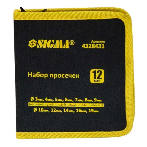 Набор просечек 12шт 3-10, 12, 14, 16, 19мм (чехол) SIGMA (4328431) - PRORAB image-3