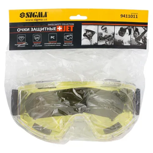 Очки защитные SIGMA закрыты Jet anti-scratch (желтые) 9411011 - PRORAB image-3