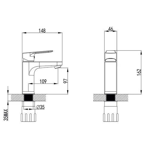 Змішувач MARMORE Ø35 для раковини литий на гайці CORSO (DB-1A138C) (9623000) - PRORAB image-6