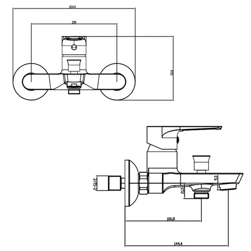 Смеситель LIRI Ø35 для ванны литой CORSO DF-1C140C (9632200) - PRORAB image-7