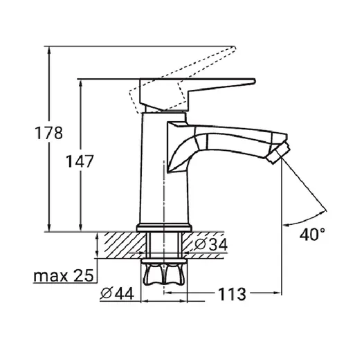 Смеситель HK Ø35 для раковины литой на гайке AQUATICA HK-1A130C (9732000) - PRORAB image-1