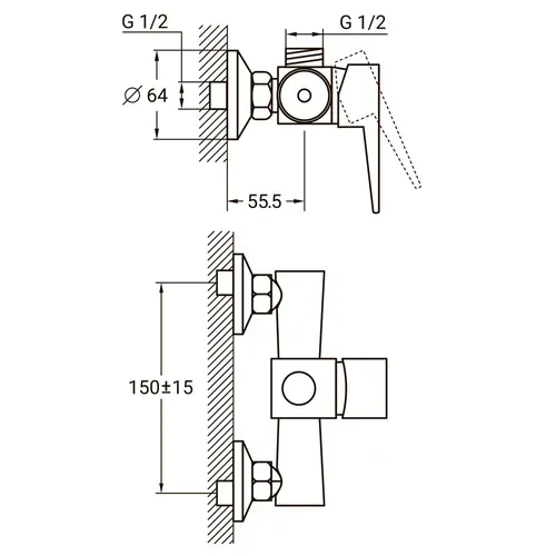 Смеситель HK Ø35 для душа AQUATICA HK-1D130C (9732300) - PRORAB image-1