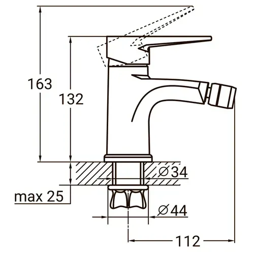 Смеситель HK Ø35 для биде на гайке AQUATICA HK-1F130C (9732500) - PRORAB image-3