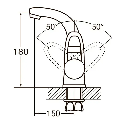 Смеситель HL Ø35 для раковины гусак изогнутый на гайке AQUATICA HL-1A230C (9734000) - PRORAB image-1