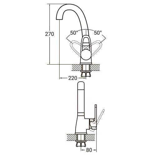 Смеситель AQUATICA HL-4B130C кухня 9734100 - PRORAB image-1