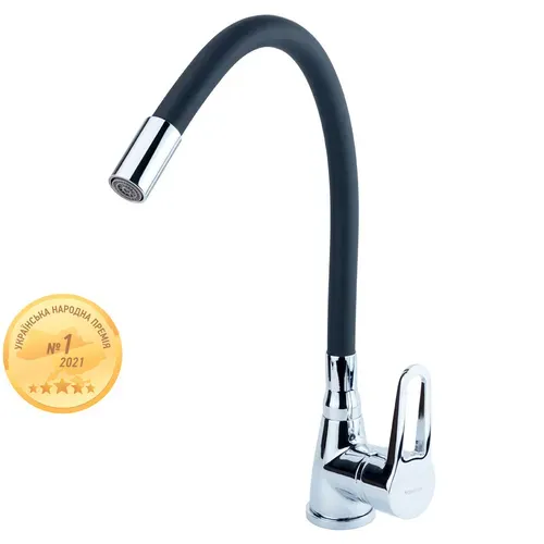 Смеситель HL Ø35 для кухни гусак силиконовый на гайке AQUATICA HL-4B530C (9734120) - PRORAB