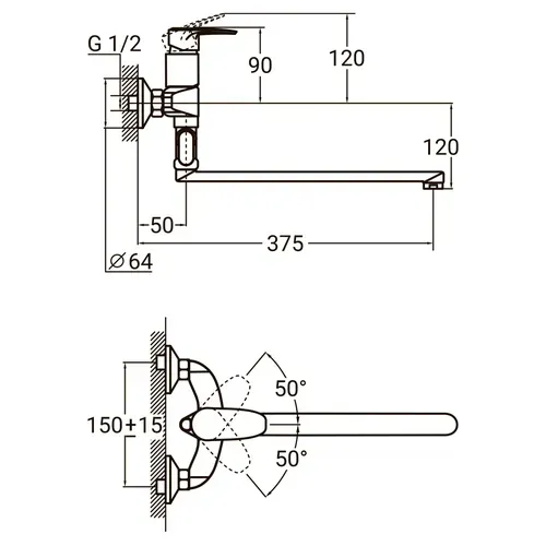 Смеситель KN Ø40 для ванны AQUATICA KN-3C228C (9738230) - PRORAB image-1