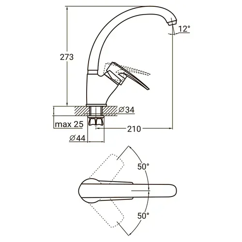 Смеситель AQUATICA ML-4B441C кухня 9746100 - PRORAB image-1