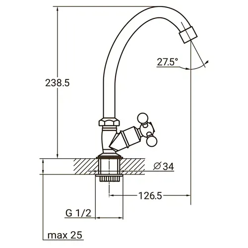 Смеситель s83 ½" монокран на гайке (КРАТНО 3ШТ) AQUATICA QM-1G159C (9783600) - PRORAB image-1