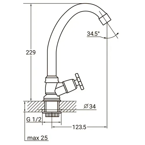 Смеситель QN 1/2" монокран на гайке AQUATICA QN-1G158C (9786600) - PRORAB image-1