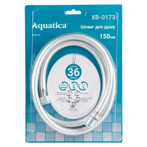 Шланг для душа 1/2" ПВХ 3-х шаровой с подшипником серебристый 150см AQUATICA XB-0173 (9791611) - PRORAB image-5