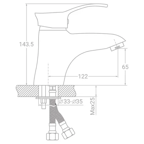 Смеситель s07 Ø40 для раковины литой на шпильке TAU SE-2A145C (9807000) - PRORAB image-1