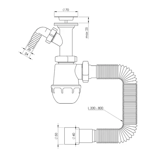 Siphon Tau Washbasin из нержавеющей стали доктор философии. Mash 1 1 \ 2 под элементом 40 \ 50 мм 9841750 - PRORAB image-1