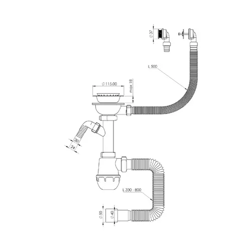 Siphon Tau Kitchen от нержавеющей стали - PRORAB image-1