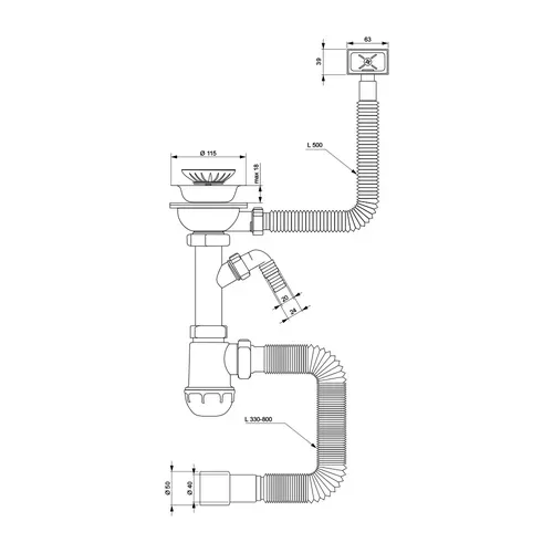 Siphon Tau Kitchen от нержавеющей стали - PRORAB image-1