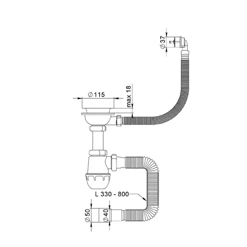 Siphon Tau Kitchen от нержавеющей стали - PRORAB image-1