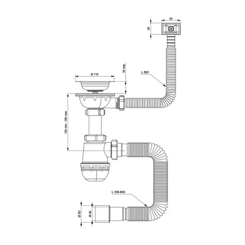 Siphon Tau Kitchen от нержавеющей стали - PRORAB image-1