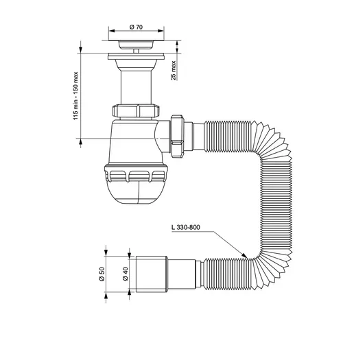 Siphon Tau Kitchen от нержавеющей стали - PRORAB image-1