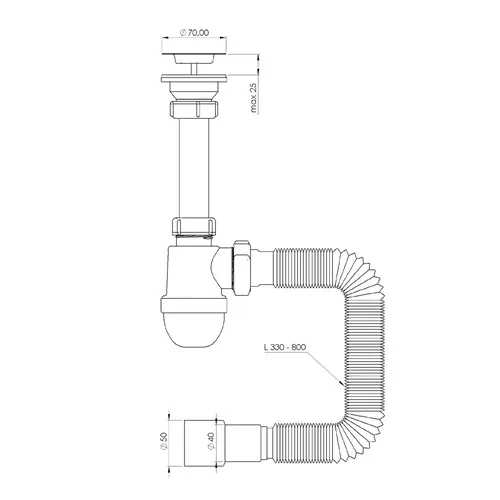 Tau Siphon Kitchen без выпуска от гибкой.d.40 \ 50 мм 9842731 - PRORAB image-1