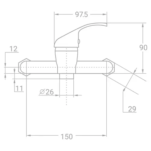 Смеситель TN Ø35 для душа TAU TN-1D142C (9846300) - PRORAB image-2