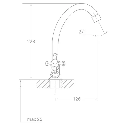 Смеситель s85 ½" для кухни эконом на гайке TAU VN-1B160C (9885100) - PRORAB image-1