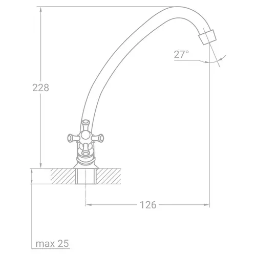Смеситель s85 ½" для кухни эконом на шпильке TAU VN-2B160C (9885110) - PRORAB image-1