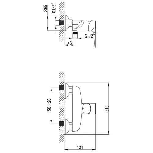 Смеситель GARDA Ø35 для душа CORSO 9605303 (BC-1D121W) - PRORAB image-3