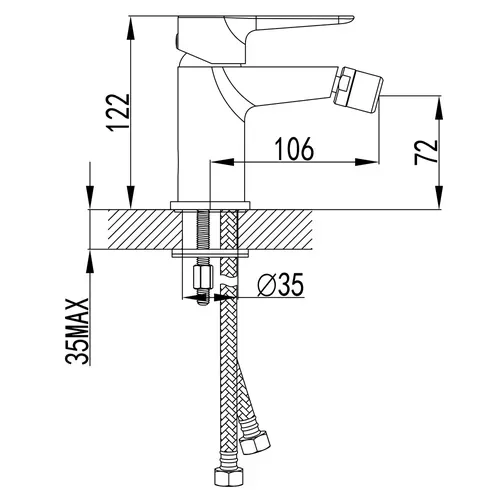 Смеситель GARDA Ø35 для биде на шпильке CORSO 9605503 (BC-1F121W) - PRORAB image-4