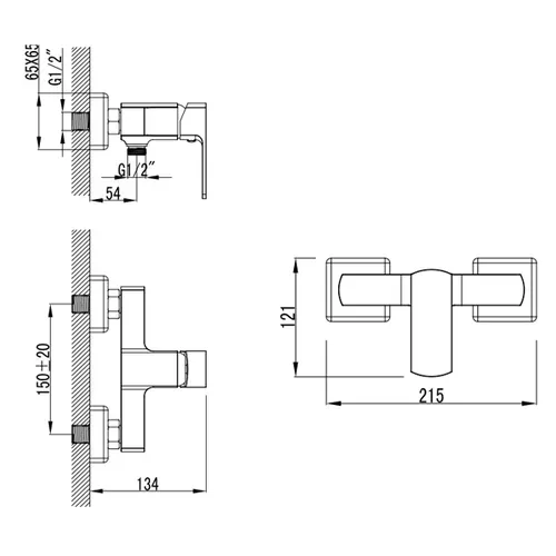 Смеситель COMO Ø35 для душа CORSO 9611300 (BF-1D129C) - PRORAB image-2