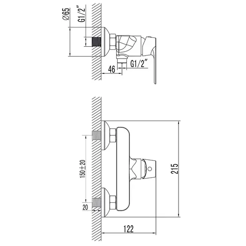 Смеситель BRACCIANO Ø35 для душа CORSO 9617300 (CF-1D136C) - PRORAB image-3