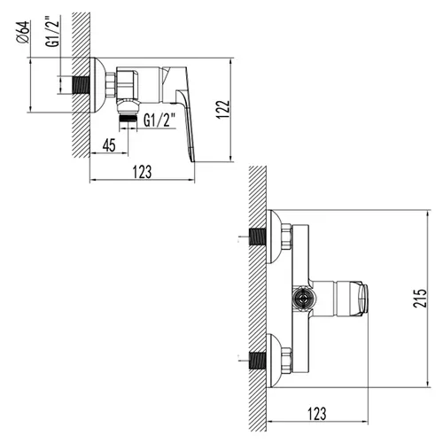 Смеситель MARMORE Ø35 для душа CORSO 9623300 (DB-1D138C) - PRORAB image-5