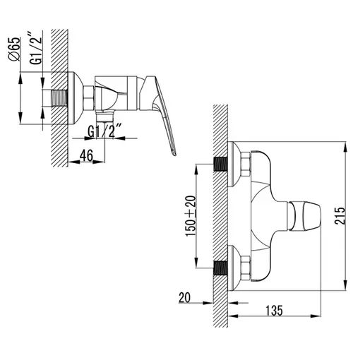 Смеситель SERIO Ø35 для душа CORSO 9626300 (DC-1D146C) - PRORAB image-1