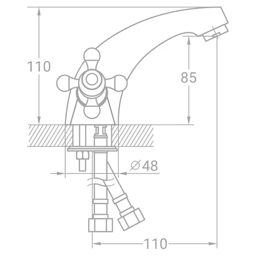 Смеситель VD 1/2" для раковины литой на шпильке TAU (VD-2A161C) - PRORAB image-1